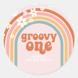 Groovy Eén madeliefje boho bloemrijke regenboog 1e Ronde Sticker