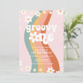 Groovy Een madeliefje regenboog 3e verjaardag Kaart (Staand voorkant)