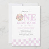 Groovy een meisjes geruit Happy Face 1e verjaardag Kaart (Voorkant)