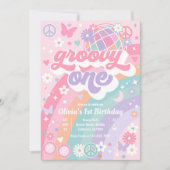 Groovy Eén Pastel Roze Regenboog 1e Verjaardagsfee Kaart (Voorkant)