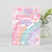 Groovy Eén Pastel Roze Regenboog 1e Verjaardagsfee Kaart (Staand voorkant)