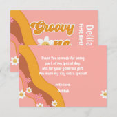 Groovy een retro  eerste baby verjaardag bedankkaart (Voorkant / Achterkant)