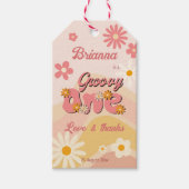 Groovy een retro madeliefje 1e verjaardag gunst cadeaulabel (Voorkant)