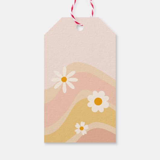 Groovy een retro madeliefje 1e verjaardag gunst cadeaulabel (Achterkant)