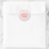 Groovy Eén Retro madeliefje boho bloem eerste verj Ronde Sticker (Tas)