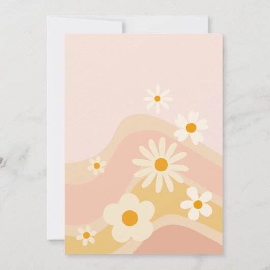 Groovy een retro madeliefje eerste verjaardagsfees kaart (Achterkant)