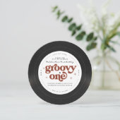 Groovy Eén Retro Vinylplaat Kaart (Staand voorkant)