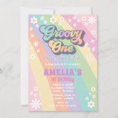 Groovy één verjaardagsuitnodiging kaart (Voorkant)