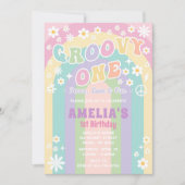 Groovy één verjaardagsuitnodiging kaart (Voorkant)