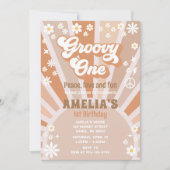 Groovy één verjaardagsuitnodiging kaart (Voorkant)