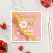 Groovy eentje retro vintage eerste verjaardag servet (Insitu)