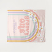 Groovy Eerste Pastel regenboog 1e verjaardag Slagz Wandkleed (Voorkant (horizontaal))