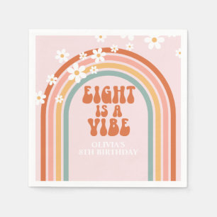 Groovy Eight is a vibe madeliefje regenboog 8ste v Servet