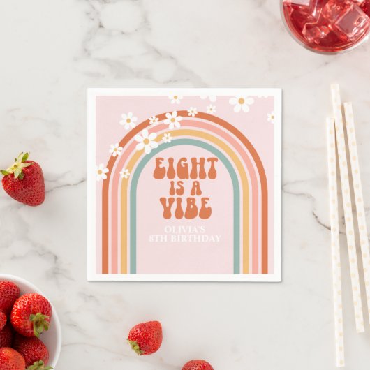 Groovy Eight is een vibe daisy regenboog 8e verjaa Servet (Insitu)