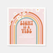 Groovy Eight is een vibe daisy regenboog 8e verjaa Servet (Voorkant)