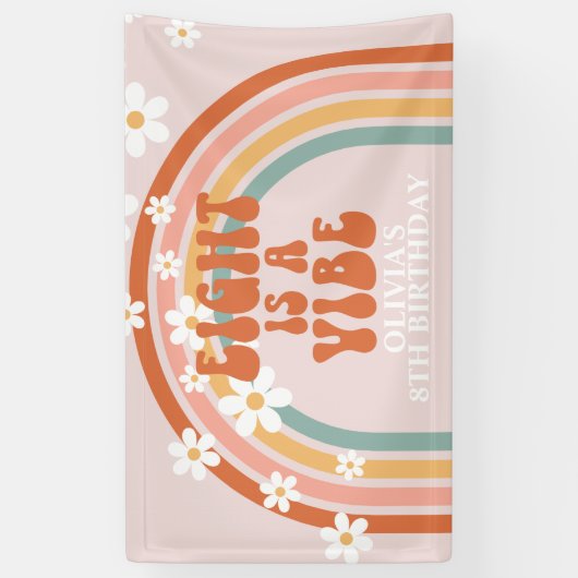 Groovy Eight is een Vibe Rainbow Daisy 8th Verjaar Spandoek (Verticaal)