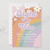 Groovy Eight is een vibe Retro Rainbow 8th Birthda Kaart (Voorkant)
