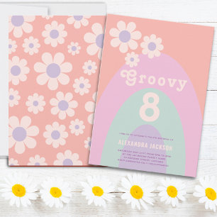 Groovy Eight Retro Daisy Boog 8ste Verjaardagsfees Kaart