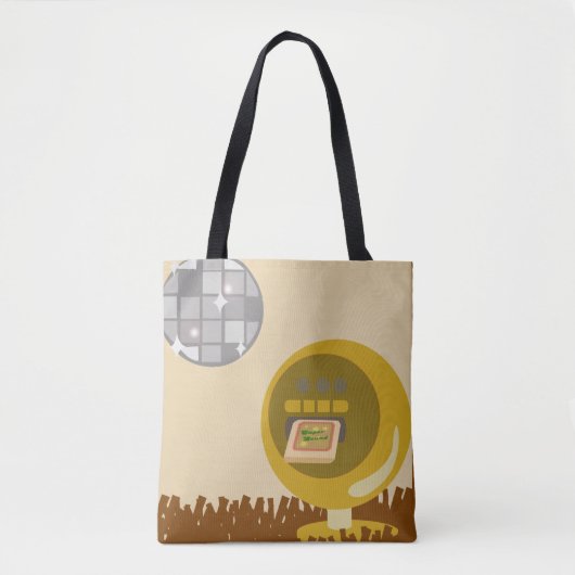 Groovy Eight Track Days Retro Music Illustration Tote Bag (Voorkant)