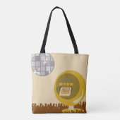 Groovy Eight Track Days Retro Music Illustration Tote Bag (Achterkant)