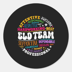 Groovy Eld Team Crew Engels Taal Ontwikkeling  Ronde Sticker