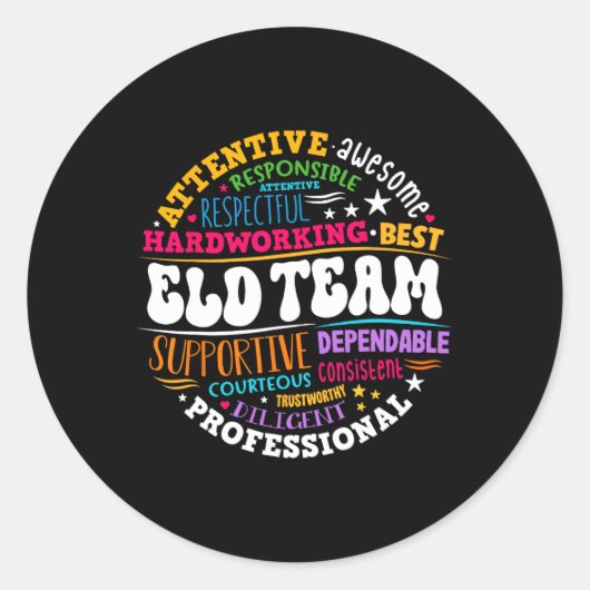 Groovy Eld Team Crew Engels Taal Ontwikkeling Ronde Sticker (Voorkant)