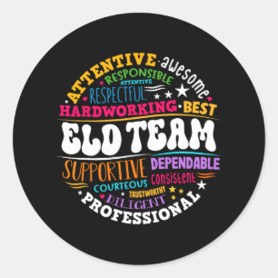 Groovy Eld Team Crew Engels Taal Ontwikkeling Ronde Sticker