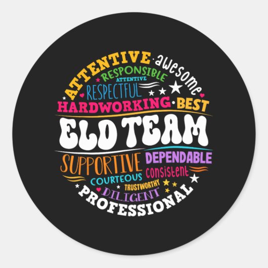 Groovy Eld Team Crew Engels Taal Ontwikkeling Ronde Sticker (Voorkant)