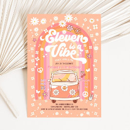 Groovy Eleven is een Vibe Van Bus 11e verjaardag Kaart