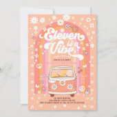 Groovy Eleven is een Vibe Van Bus 11e verjaardag Kaart (Voorkant)