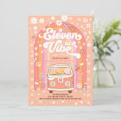 Groovy Eleven is een Vibe Van Bus 11e verjaardag Kaart (Staand voorkant)