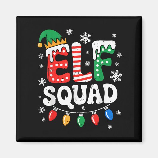 Groovy Elf Squad Elf Familie Kerst Matching Paj Magneet (Voorkant)