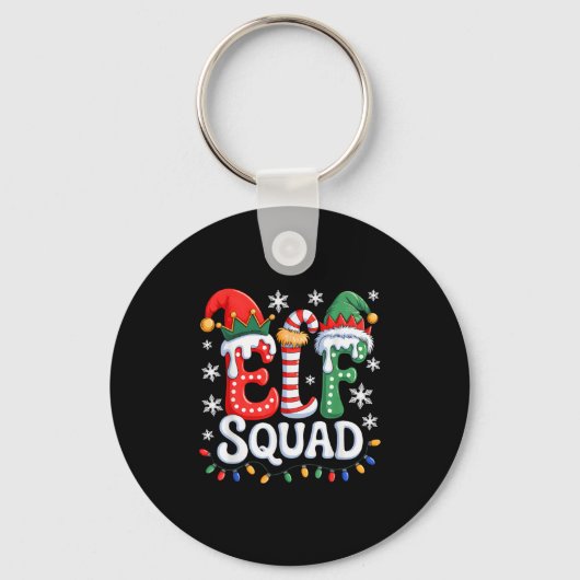 Groovy Elf Squad Elf Familie Kerst Matching Paj Sleutelhanger (Voorkant)