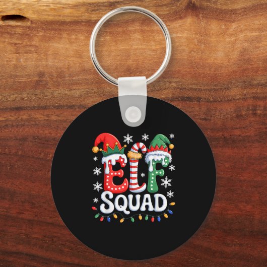 Groovy Elf Squad Elf Familie Kerst Matching Paj Sleutelhanger (Voorkant)