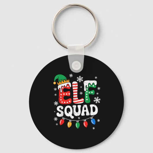 Groovy Elf Squad Elf Familie Kerst Matching Paj Sleutelhanger (Voorkant)