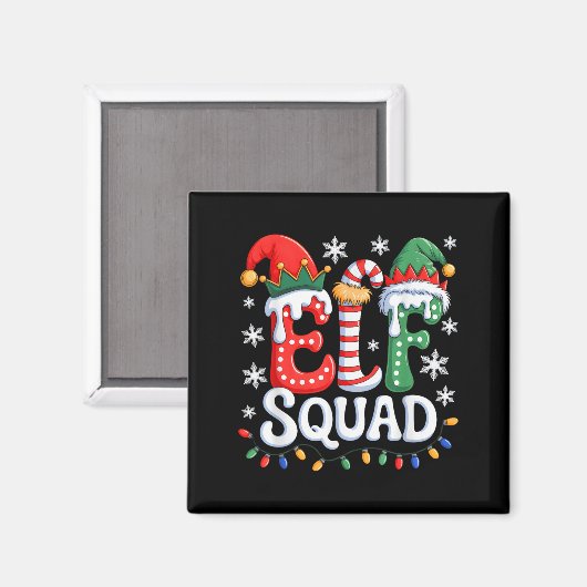 Groovy Elf Squad Elf Family Christmas Matching Paj Magneet (Voorkant / Achterkant)
