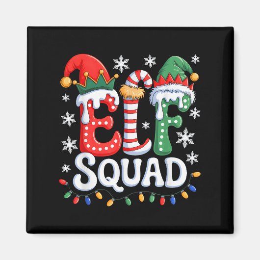 Groovy Elf Squad Elf Family Christmas Matching Paj Magneet (Voorkant)