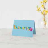Groovy en Bloemen Heldere Kleuren 60s Hippie Desig Kaart (Gele Bloem)