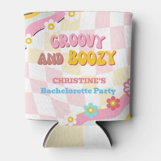 Groovy en Boozy Bachelorette Party Decor 70's Blikjeskoeler (Voorkant)