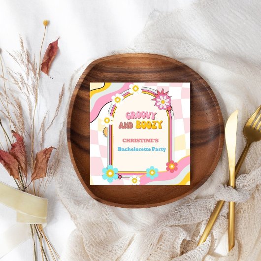 Groovy en Boozy Bachelorette Party Decor 70's Servet