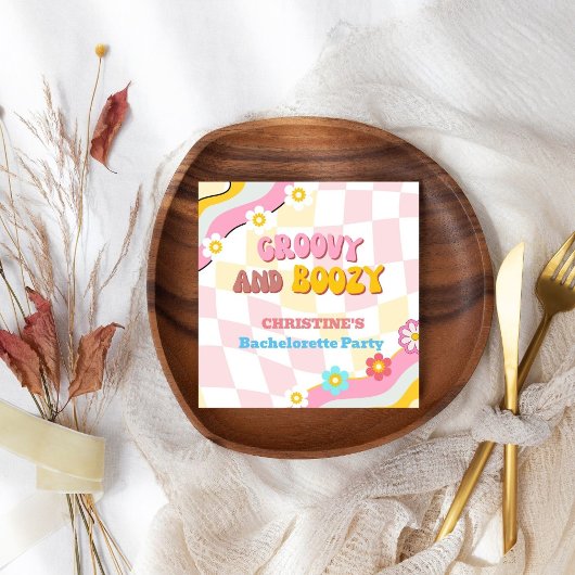 Groovy en Boozy Bachelorette Party Decor 70's Servet