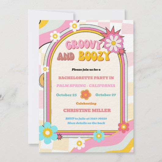 Groovy en Boozy Bachelorette Weekend Route Kaart (Voorkant)