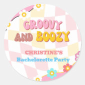 Groovy en Boozy vrijgezellenfeest decor 70-er jare Ronde Sticker (Voorkant)