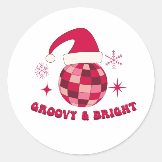 Groovy en Bright Disco Kerstmis Ronde Sticker (Voorkant)