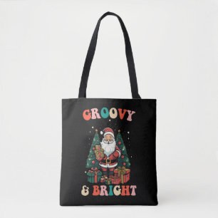 Groovy En Fel Kerstmis Kerstman Vakantie Retro Tote Bag
