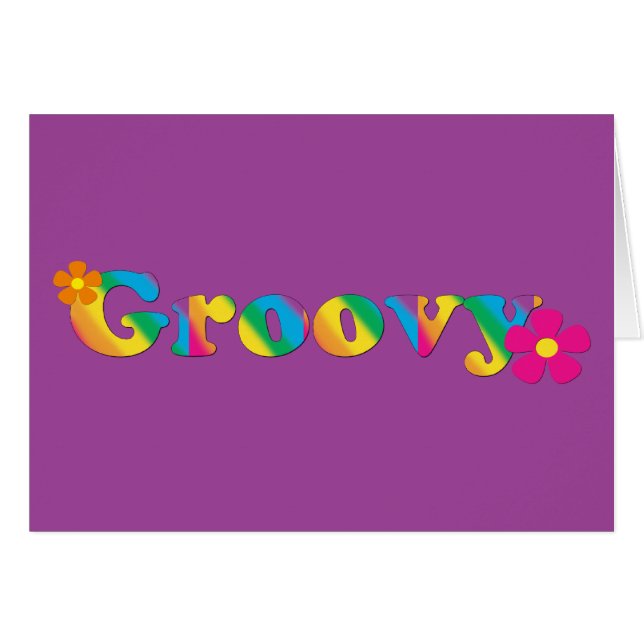 Groovy en Flowers Bright Colors 60s Hippie Design (Voorkant Horizontaal)