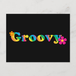 Groovy en Flowers Bright Colors 60s Hippie Design Briefkaart