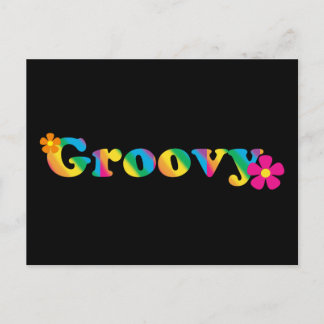Groovy en Flowers Bright Colors 60s Hippie Design Briefkaart