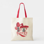 Groovy en Fun Red Mushrooms Tote Bag (Achterkant)