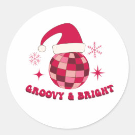 Groovy en helder Disco Kerst Ronde Sticker